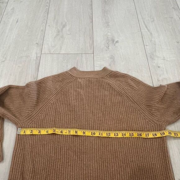Madewell Womens Lyle Rib Henley Sweater Size XS Wool Blend Brown Hi Low Hem - Picture 2 of 8